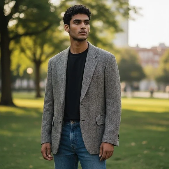 Vtg Bradmore Mens 40R Brown Wool Herringbone Tweed Blazer Jacket Preppy Academia - Picture 5 of 14